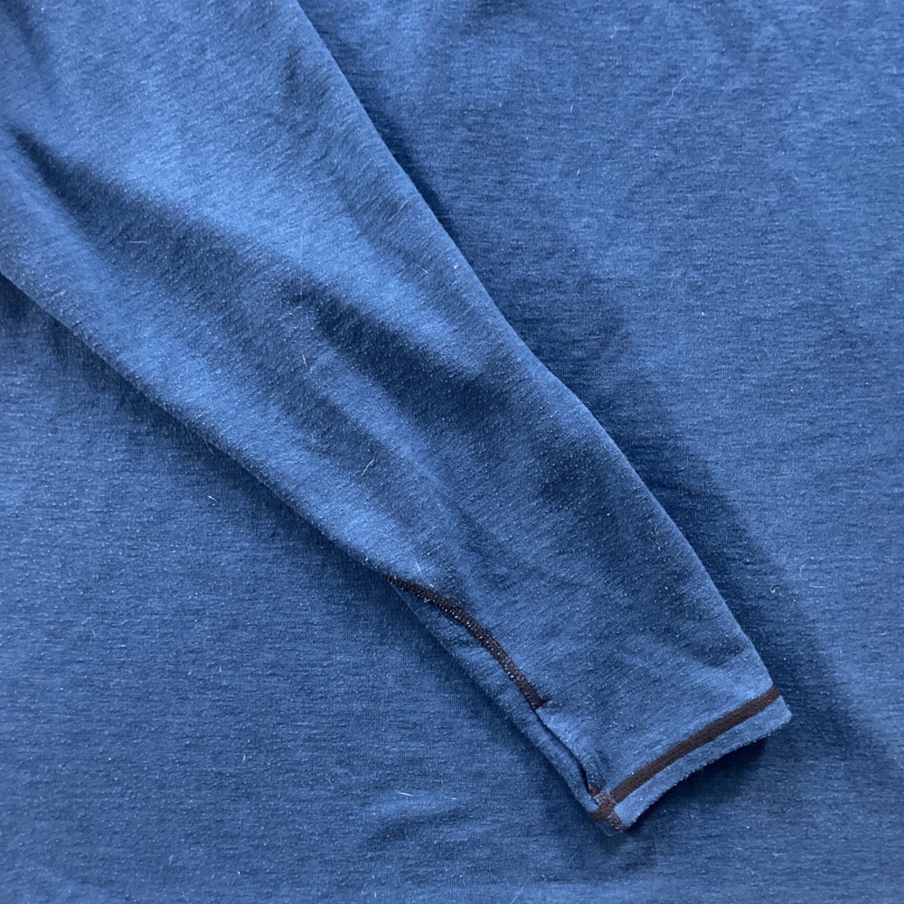 Duluth Trading Co Pullover Mens L Blue Polartec Power Grid Wool Blend 1/4 Zip