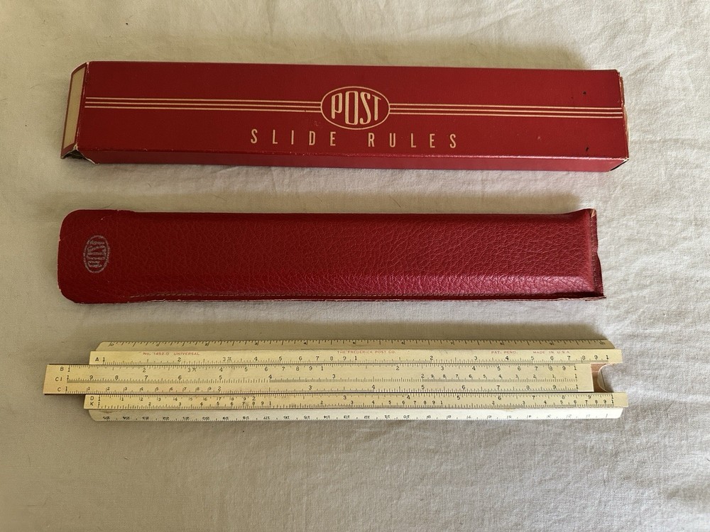 Vintage Frederick Post Slide Rule Model 1452-D Universal w Red Case