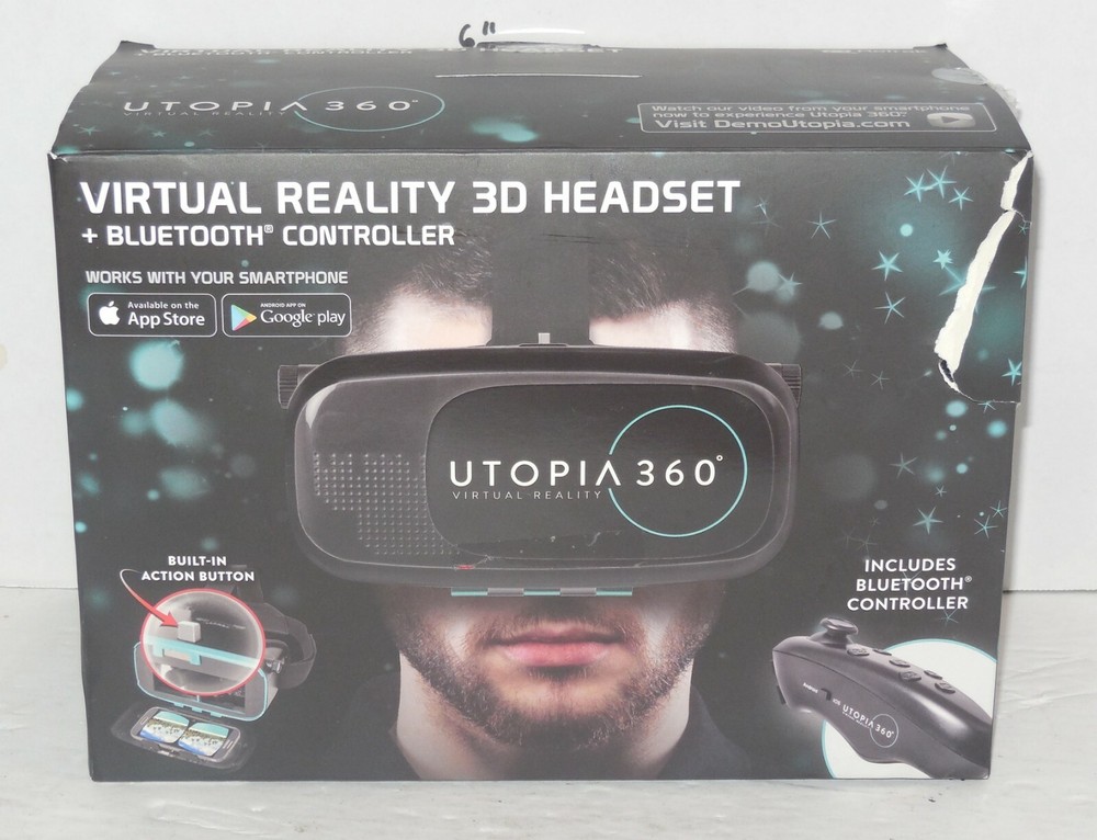 Retrak Utopia 360 VR Goggles Virtual & Augmented Reality Headset iPhone Android