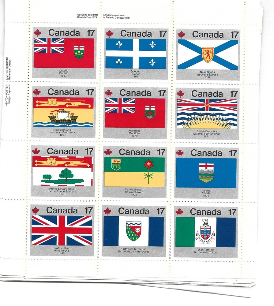 Canada Scott 821-832 Flags - 10 Sheets Mint NH