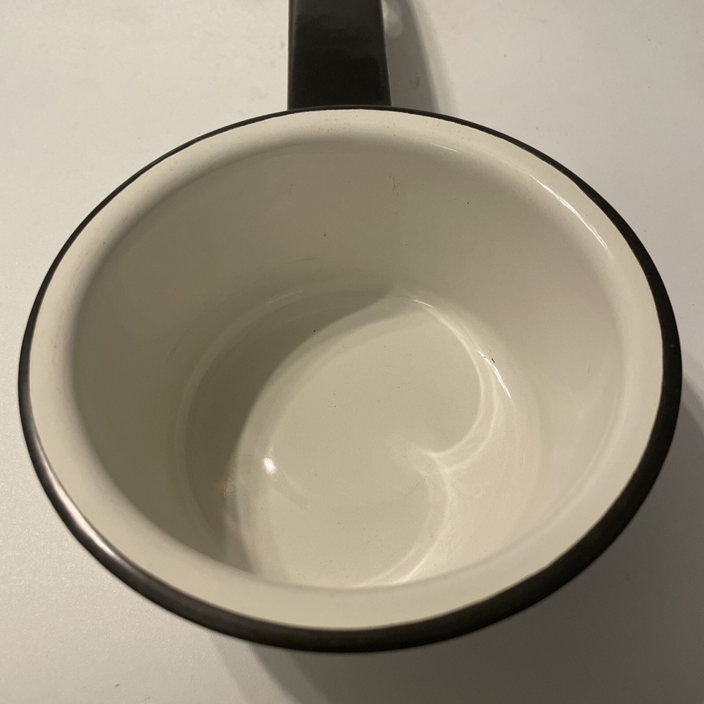Vintage Enamelware Pan 10” Black & White Farmhouse Decor