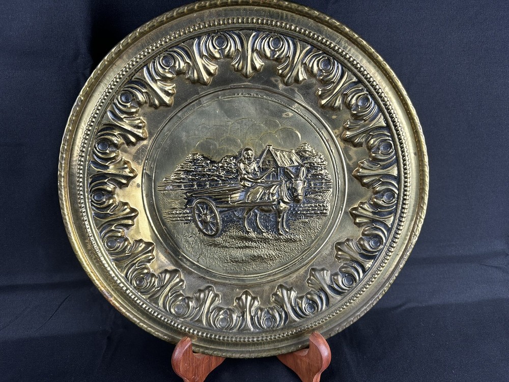 Vintage 12 in Pressed Brass Wall Plate England