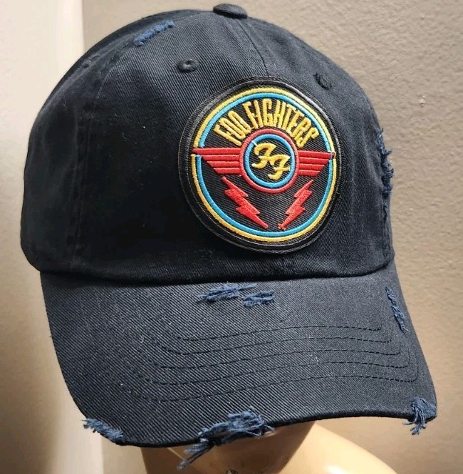 Foo Fighters Hat Low Distressed Adjustable Buckle Black Hat