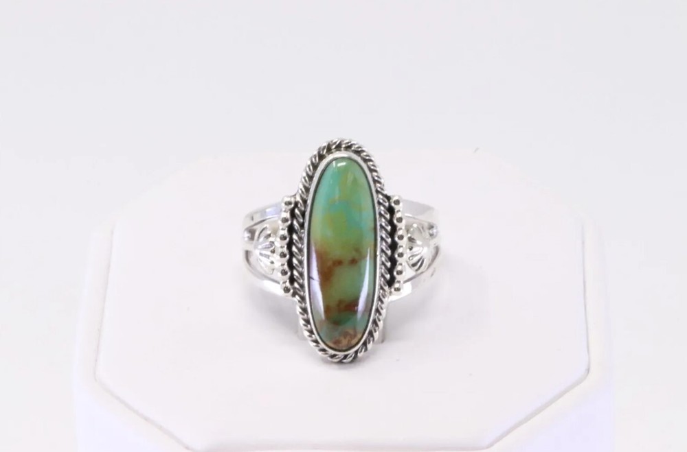 Navajo Sterling Silver Turquoise Ring by Samuel Yellowhair