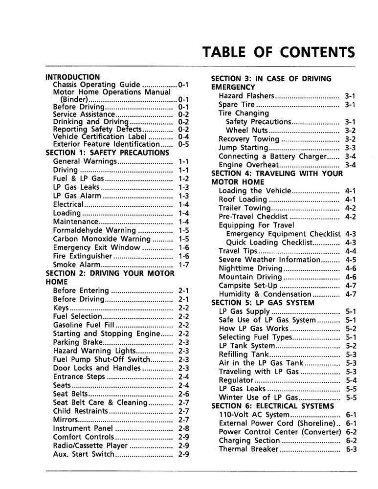 1995 Winnebago Minnie Winnie Home Owners Operation Manual User Guide