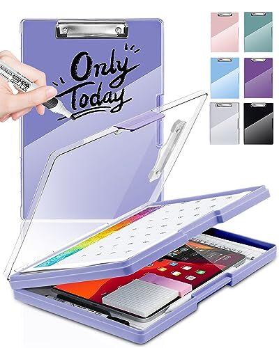 Heavy Duty Clearview Clipboard Folder File Case with 2 Storage and Pen Holder