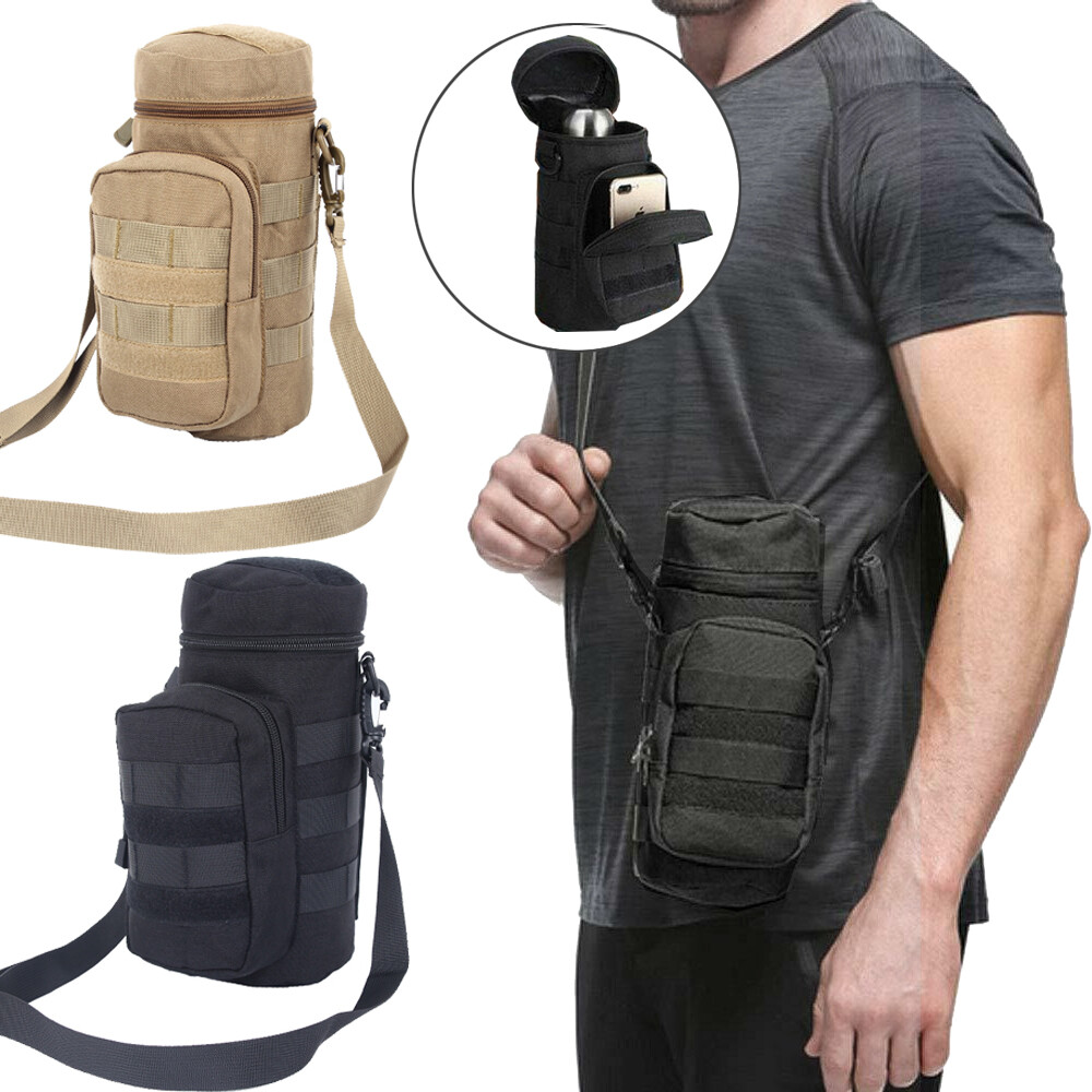 Tactical MOLLE Backpack Waist Shoulder Bag Case Water Bottle Pouch Carry Cage US