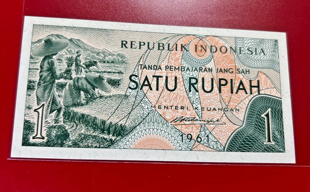 1961 INDONESIA 1 RUPIAH BANKNOTE  UNCIRCULATED