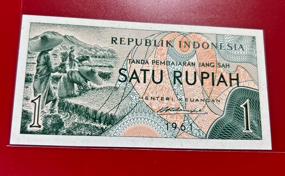 1961 INDONESIA 1 RUPIAH BANKNOTE UNCIRCULATED