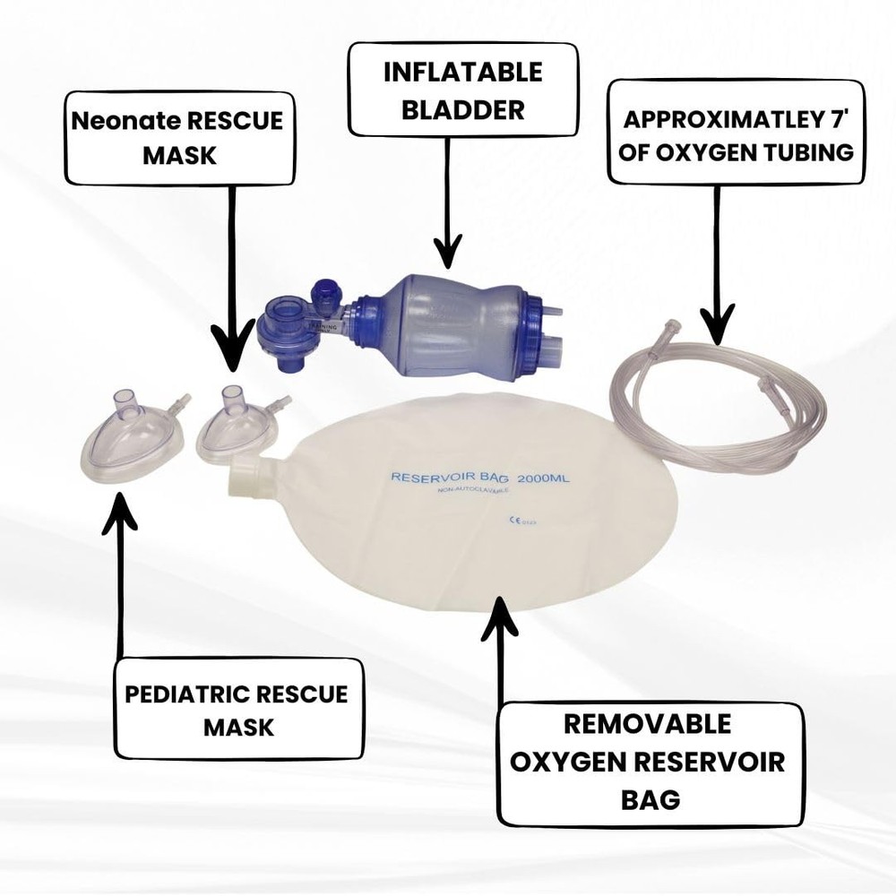 Training Bag Valve (BVM) for CPR Training, Infant Size, Single, Mesh Bag, BVM...