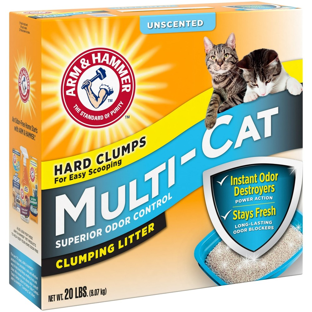 (4 pack) ARM & HAMMER Multi-Cat Clumping Litter Unscented, 20 lb