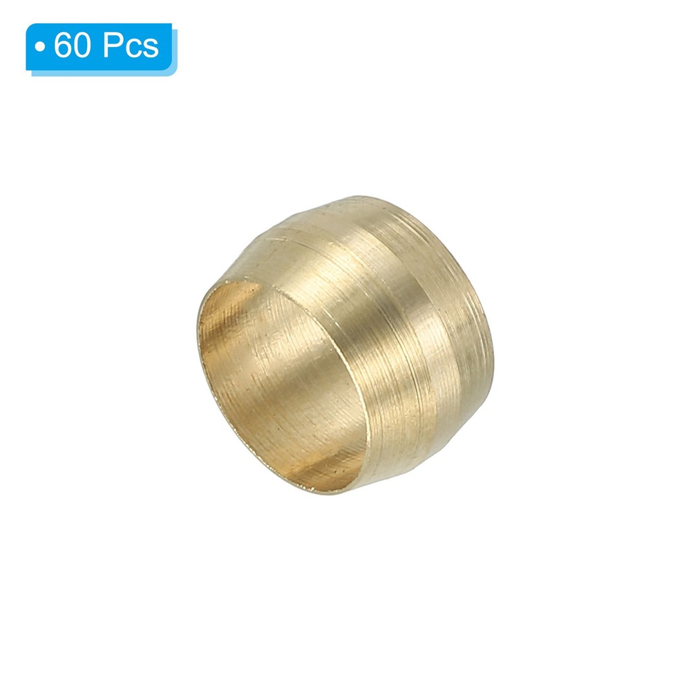60 Pcs 8mm ID Brass Compression Sleeve Ferrules Brass Compression Fittings