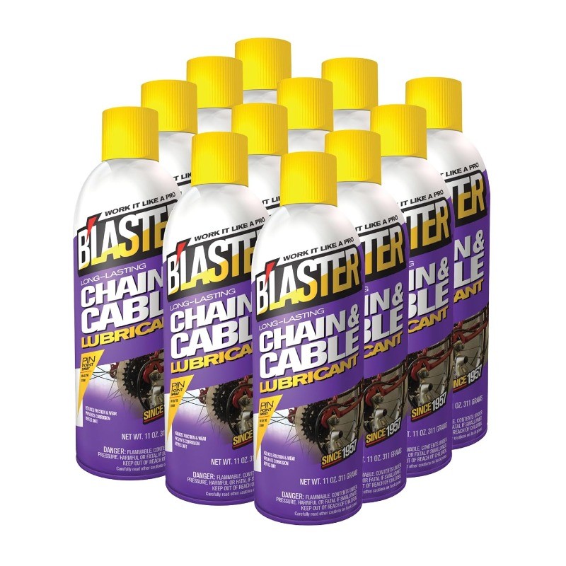 B'laster Long Lasting Chain and Cable Lubricant, 11 oz, Pack of 12