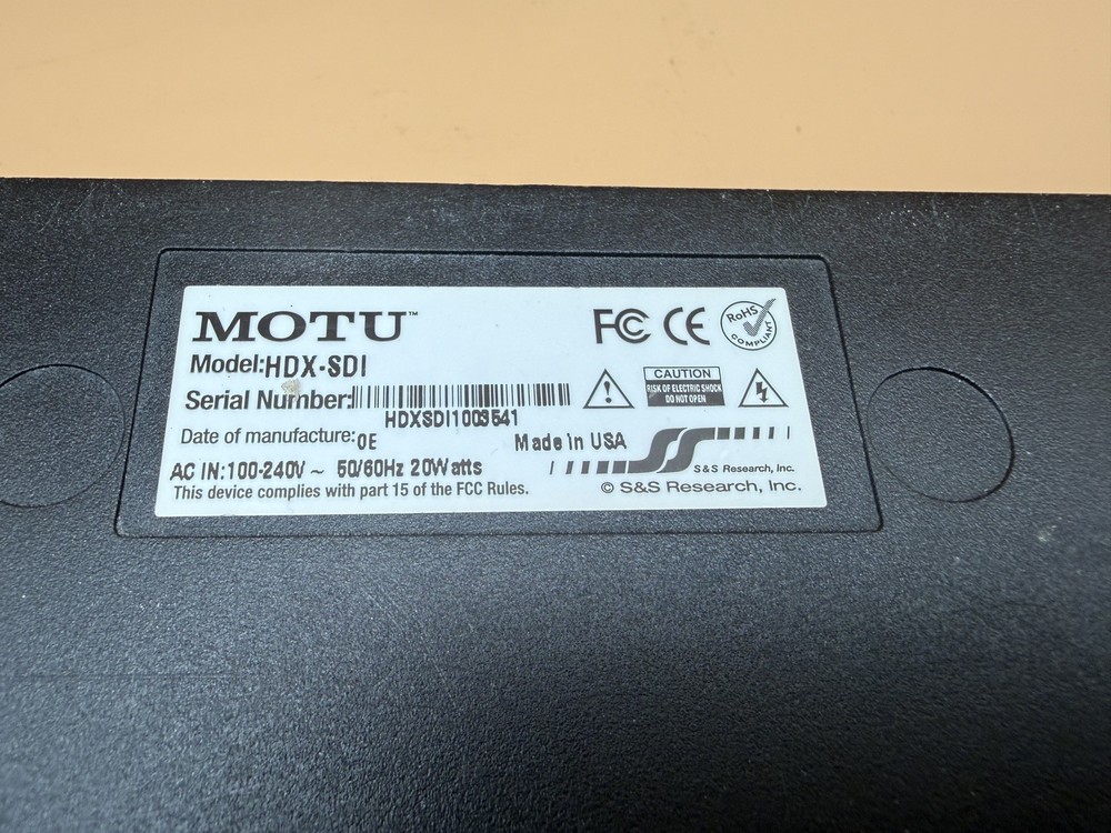 MOTU HDX-SDI PCIe Video Interface – Rack Unit Only – Powers On – not tested