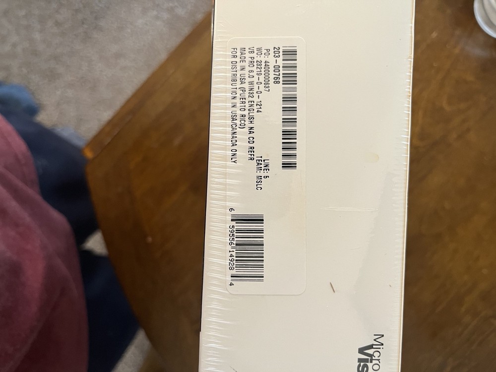 NEW SEALED Microsoft Visual Basic 6.0 Professional Pro 6 203-00768 RETAIL BOX