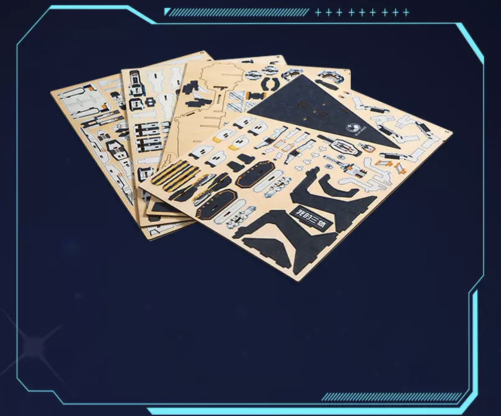 Assembling The Three Body Problem Warship Peripheral-Blue Spacec-Wooden 3D Model