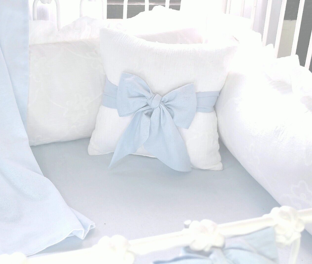 Blue Linen Crib Sheet