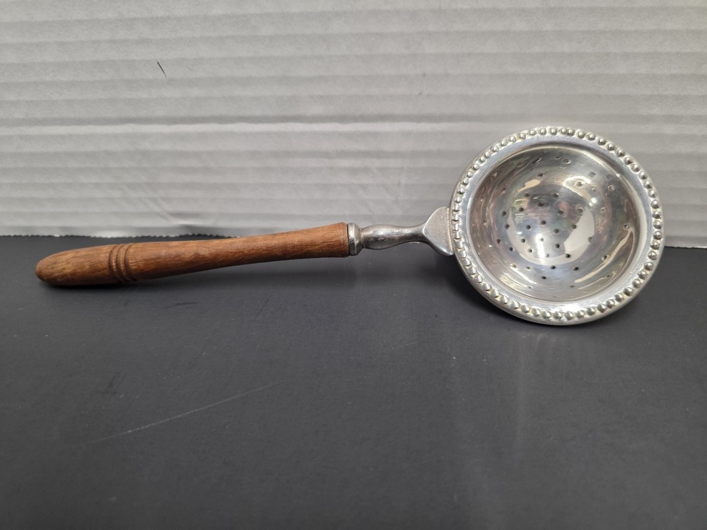 Silver Tea Strainer Spoon With Wooden Handle