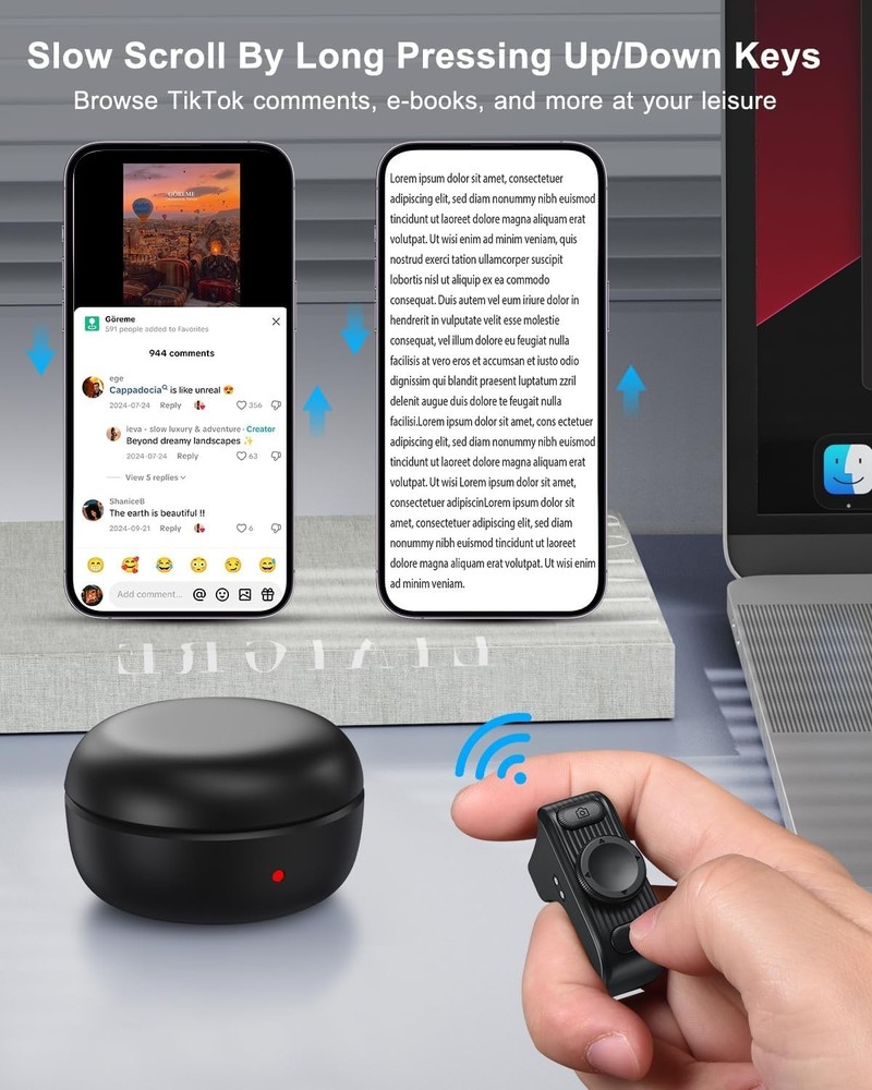 TikTok Scrolling Ring Remote Control, Camera Shutter Remote, Wireless Bluetooth