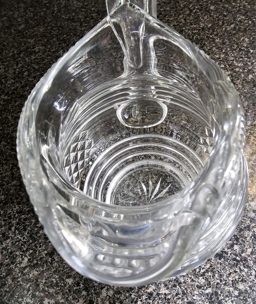 Mid Century Small Diamond Cut Glass Pitcher
