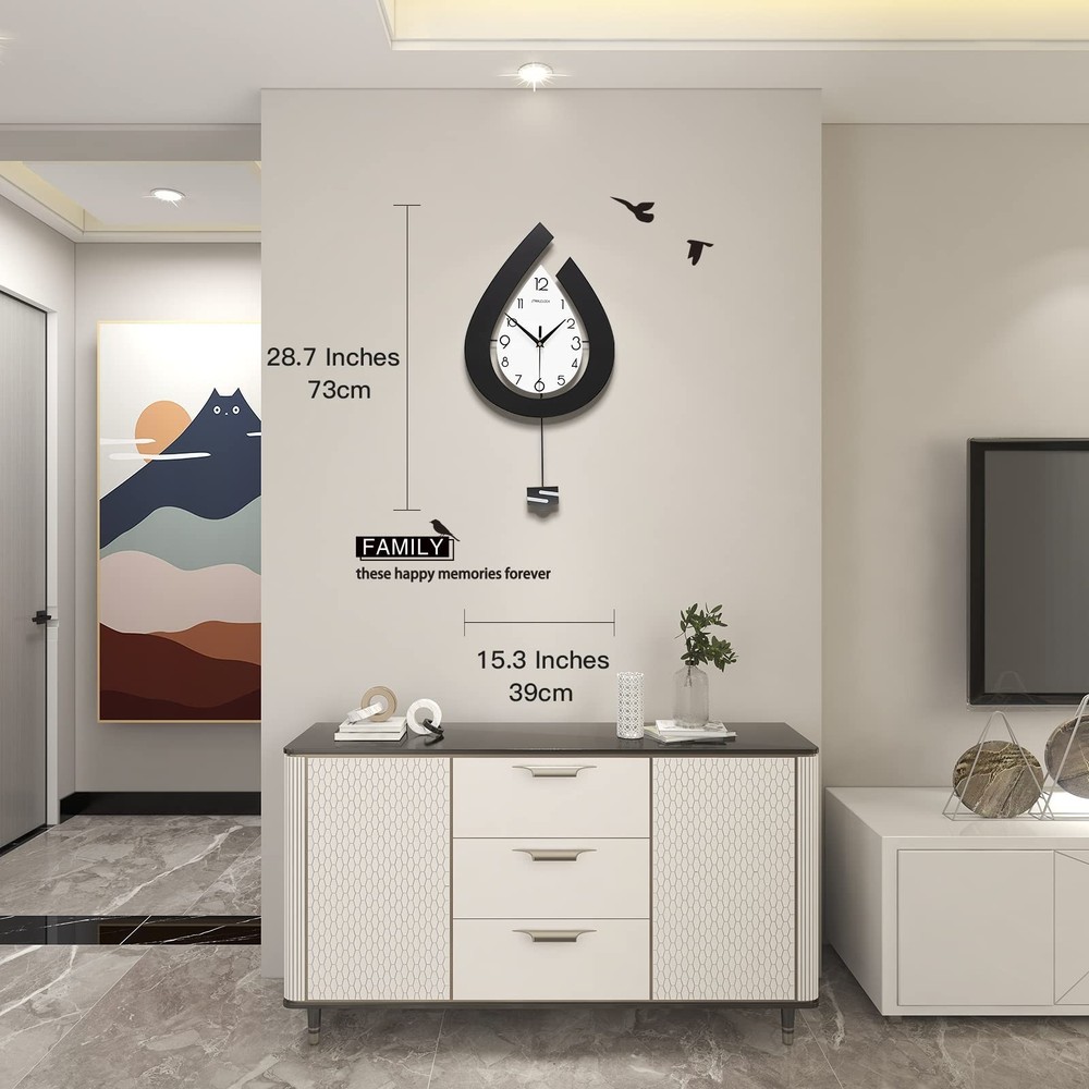 Large Wall Clock for Living Room Decor Big Pendulum Modern Wall Clock Silent ...