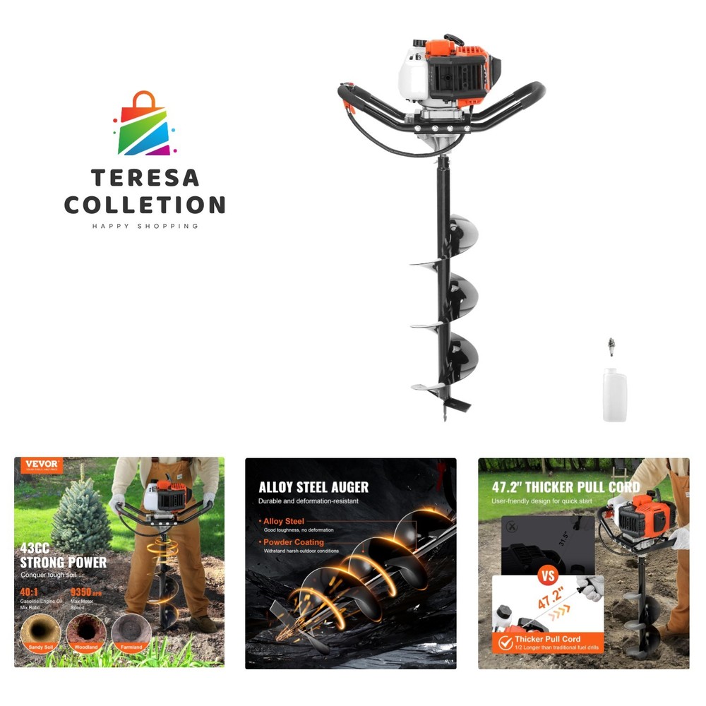 Reliable 1250W Post Hole Digger with Complete Accessory Kit for Garden Projects