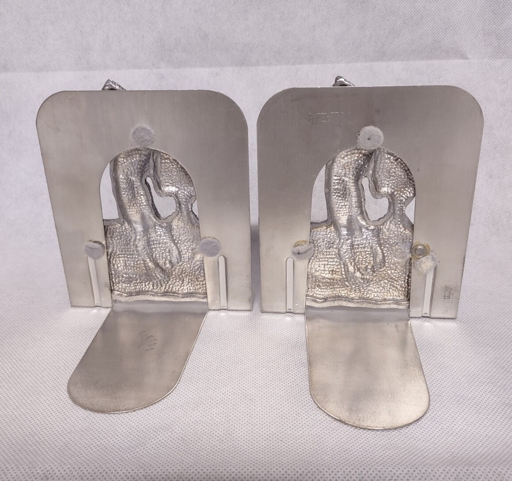 Golf Bookends Silver Pewter Tone Metal