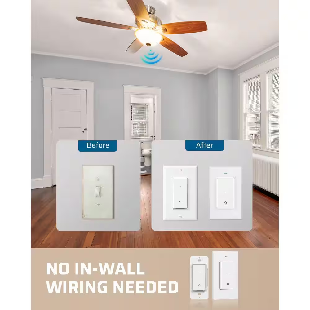 125-Volt 3 Way Wireless Remote Control Light Switch and Receiver Kit with Magnet