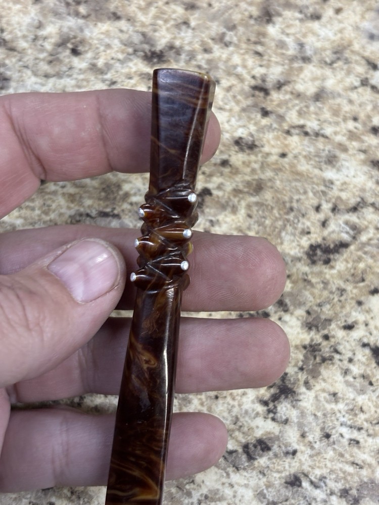 Antique Faux Tortoise Shell Cigarette cheroot Holder 4" L