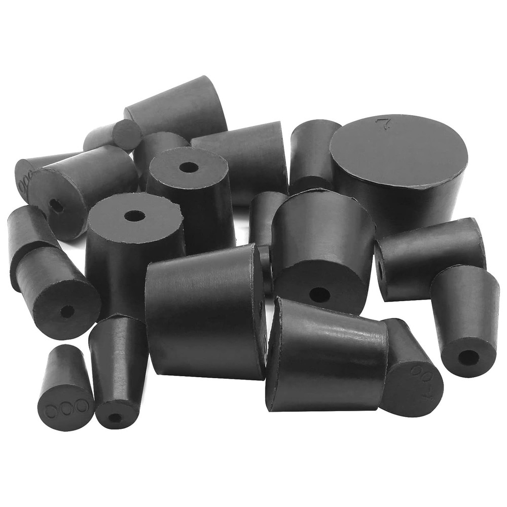 22 Pack Solid Rubber Stoppers Plug Set 10 Sizes 000#–7# Tapered Lab Test Tube