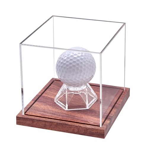 LITY Golf Ball Display Case, No Assembly Required Clear Cube with Solid Wooden