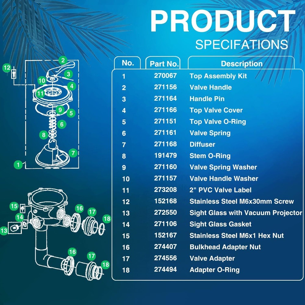for 261055 Multiport Valve for Triton And Quad D.E. Pool/ Spa