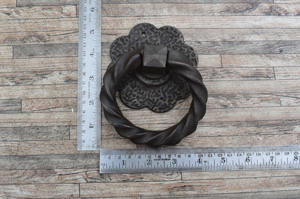 Vintage Style Cast Iron Flower Door Gate Knocker Pulls Drop Handle Home Decor