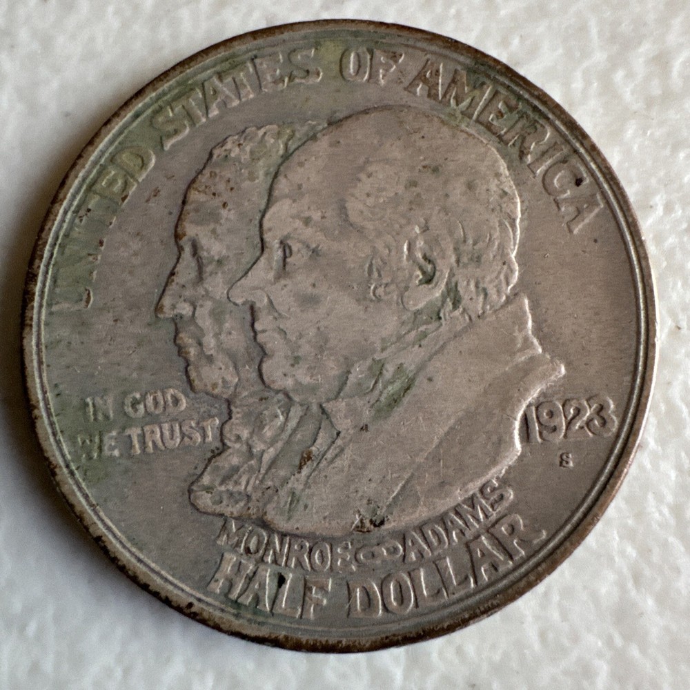 1923-S US Monroe Adams Commemorative Half Dollar 50c, Nice Condition
