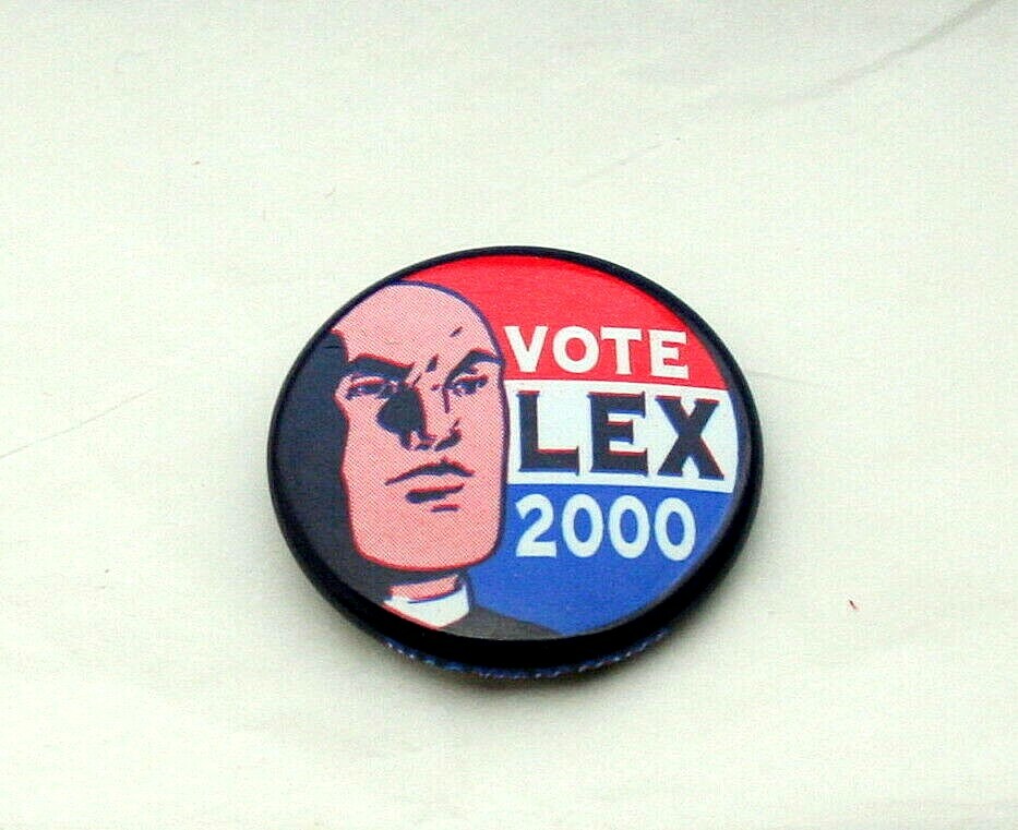 DC Comics Superman Lex Luther Vote For President 2000 Comic Promo Button Pin