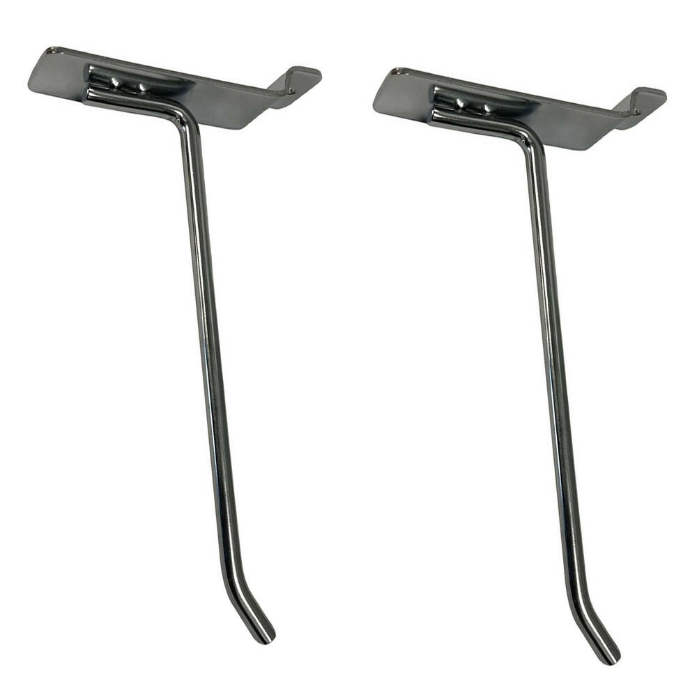 6" Slatwall Hook Panel Display Hooks, 1/4" Thickness Metal, Chrome - PACK 24