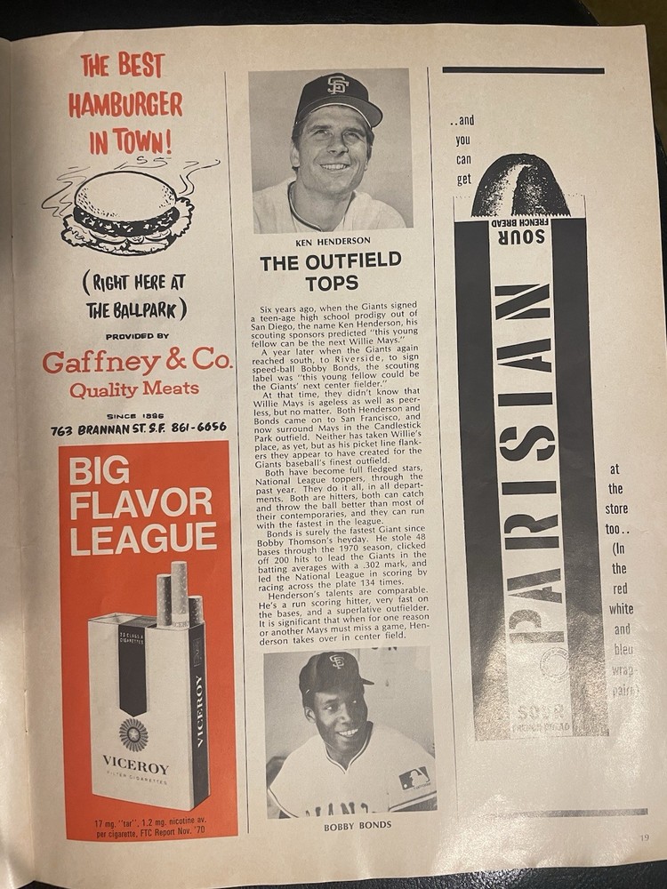 San Francisco Giants 1971 Program And Scorecard.
