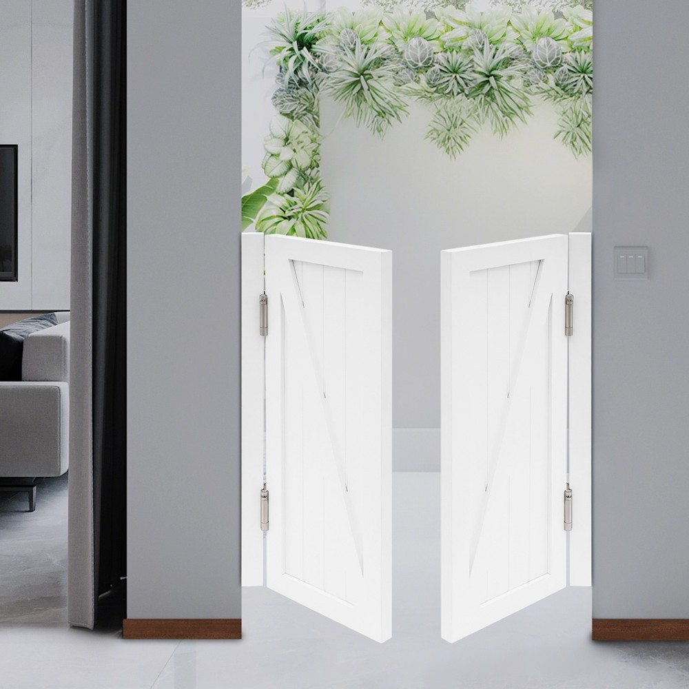 Partition Doors Solid Wood Entrance Partial Door Double-Doors Leaf for Home Yard