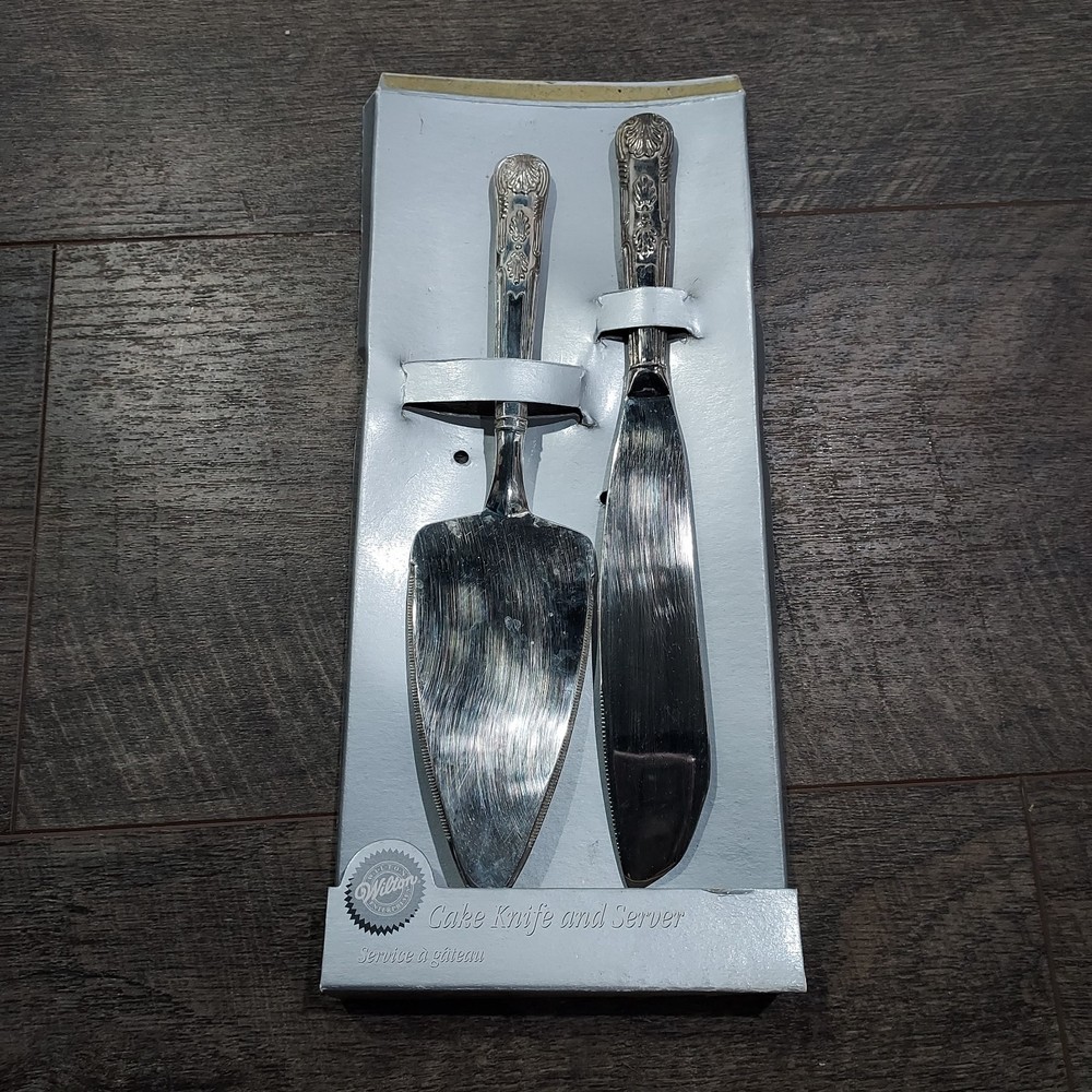 Cake Knife Wilton And Server 10 Inches Silver Plate Decorative Handle