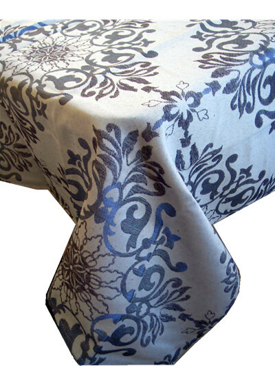 Various Size Elegant Jacquard fabric Tablecloth Polyester Blue Thick Direct2home
