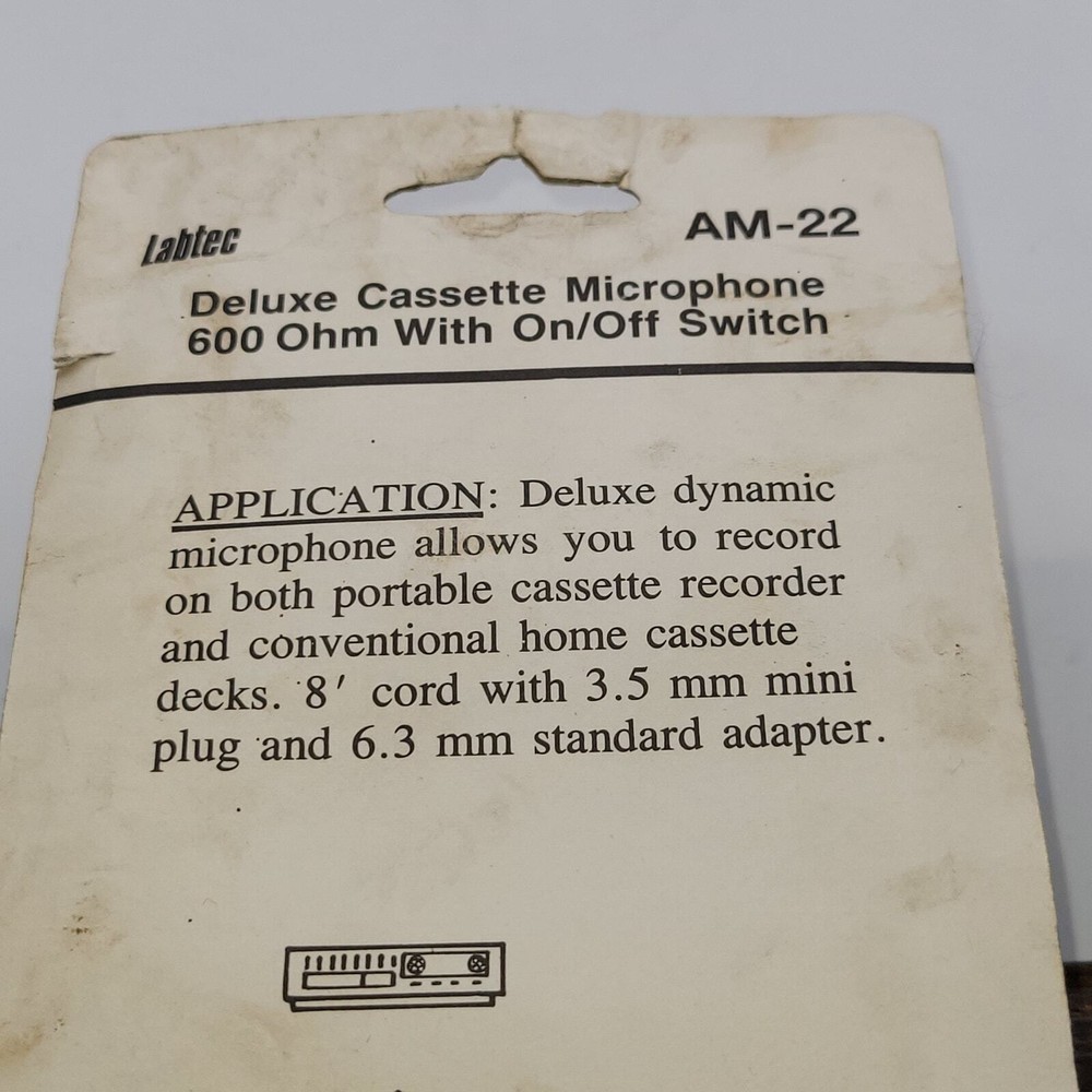 Labtech Deluxe Microphone AM-22 600 Ohm on/off switch 8' cord NOS