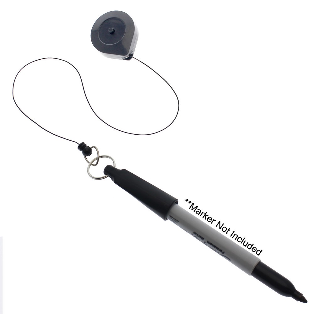 Retractable Pen / Pencil Holder with STAY EXTENDED SLACK Pull Cord & Belt Clip