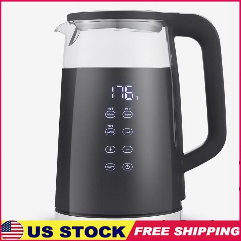 Touchscreen Electric Kettle 1.7L Adjustable Temperature Cool Touch Auto Shutoff