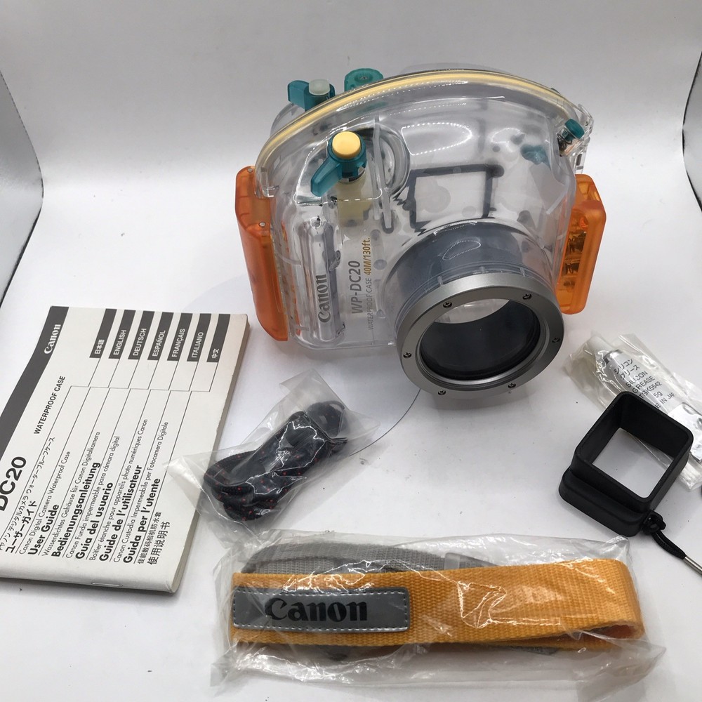 Canon WP-DC20 Waterproof Camera Case 130ft Clear Orange Blue With Strap