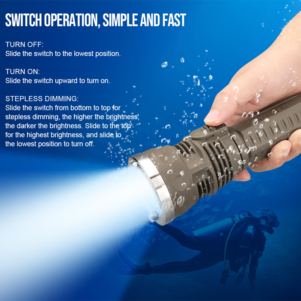 TrustFire Stepless Dimming Rechargeable Flashlight 3200LM LED Diving light US