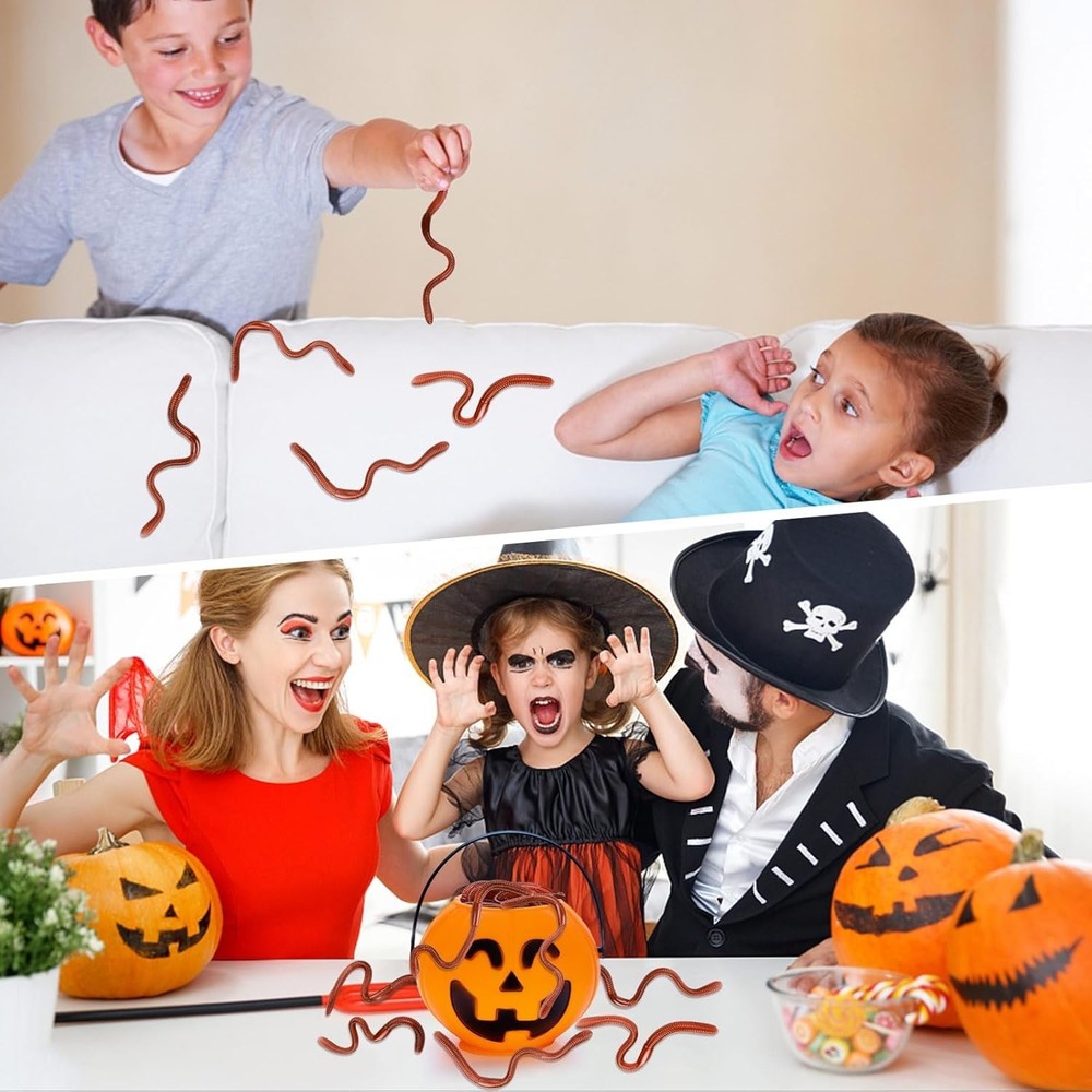 Stretchy Fake Worms Bundle - Halloween Prank