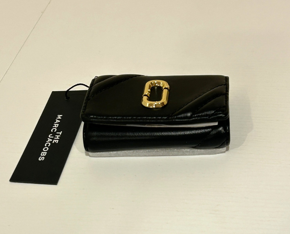 MARC JACOBS Double J Logo Key Case Black Leather - NEW