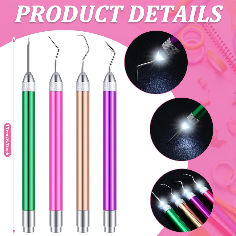 Leriton 4 Pcs LED Weeding Tools for Vinyl with Light Weeding Tool with 5 Differe