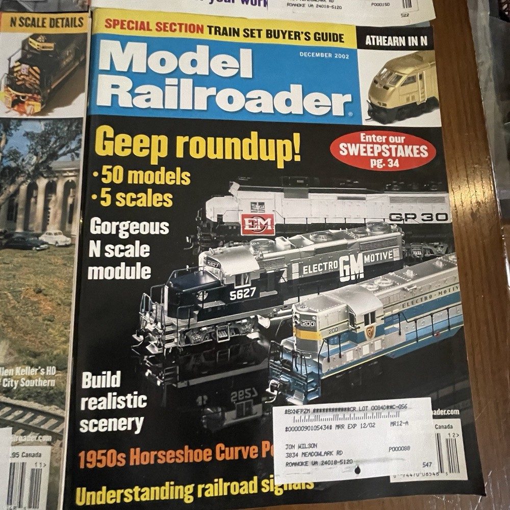 MODEL RAILROADER MAGAZINE 2002 FULL YEAR 12 ISSUES Excellent Condition