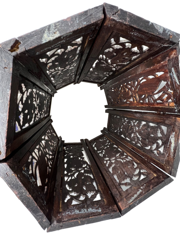 Antique Hand Carved Sheesham Octagon Folding Table